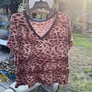 Torrid Brown Leopard Print V-Neck Tee